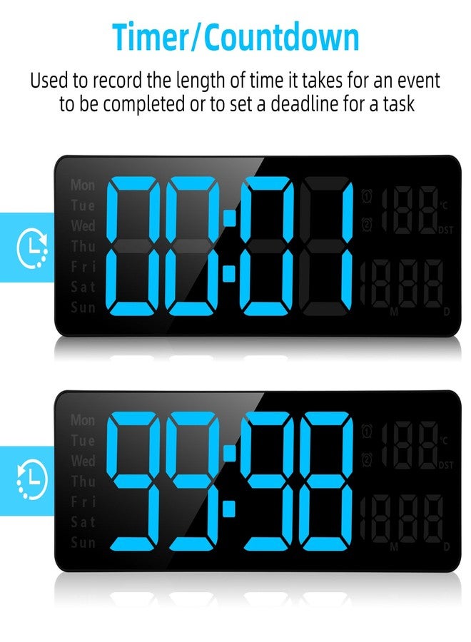 AnExer Digital Wall Clock with Remote Control, 13 Inch LED Display Count Up & Down Timer, Adjustable Brightness Alarm Clock with Day/Date/Temp for Gym, Home, Office - Image 4